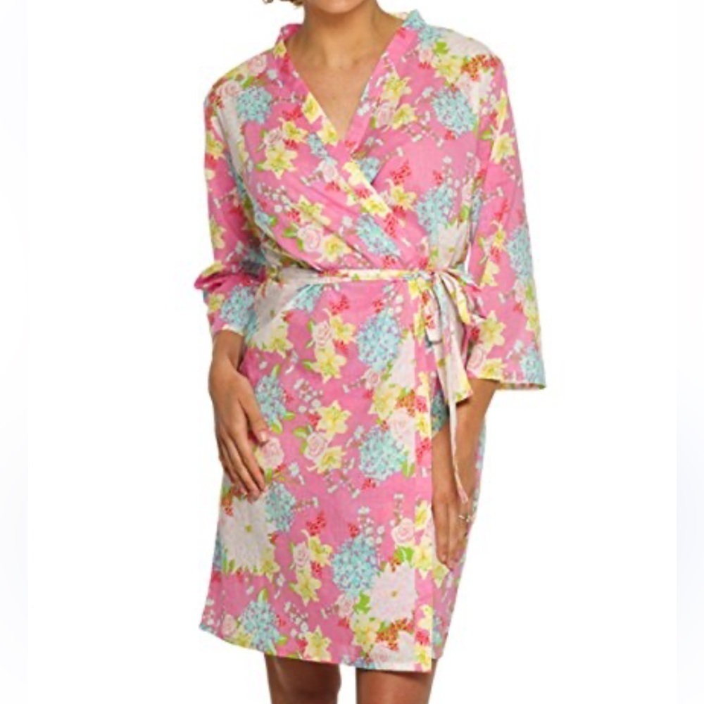 Paisley box bridesmaid robe COTTON FLORAL ROBE DAHLIA PRINT
